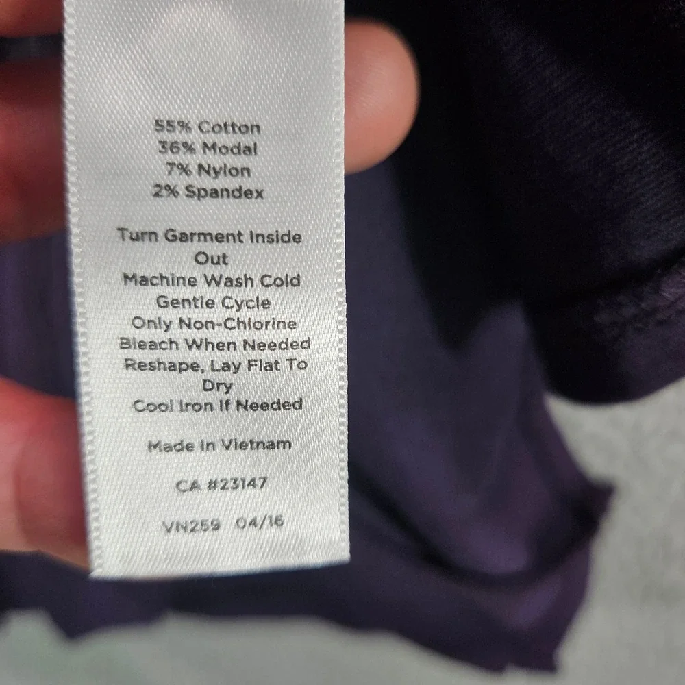 Talbots Womens Sz S Purple Ponte Knit Peplum Top Short Sleeve Exposed Zip Blouse - Picture 3 of 7